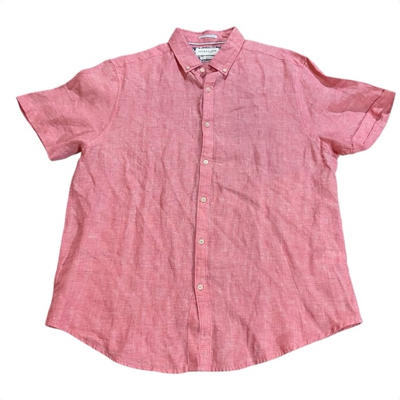 Denim & Flower Ricky Singh pink Linen Collection shirt Sz XL 100% Linen - Picture 1 of 5